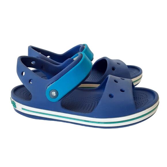 Crocs Crocband Sandals Blue Adjustable Hook & Loop Strap Juniors 3 Water Shoes - Picture 3 of 9